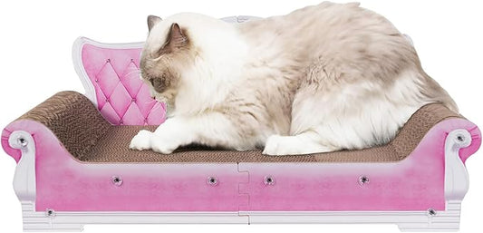 Cat Sofa Shape Scratch Pad for Large Medium Small Indoor Cats,Larger-Sized Recyclable Reversible Cardboard Cat Couch for Resting Claw Grinding and Playing by KiddingPets