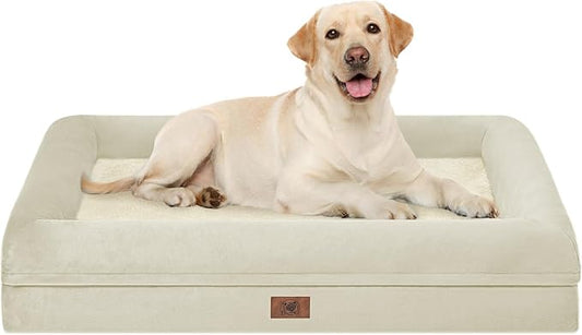 XL Orthopedic Dog Bed Waterproof for Extra Large Size Dogs | 360 Degree Bolster Support, Egg Crate Foam, Waterproof Liner, Non-Slip Bottom, Machine Washable Cover, 41 x 29 Inch by Yiruka