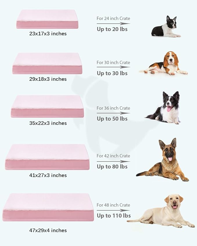 KSIIA Orthopedic Dog Bed for Large Dogs with Waterproof Lining, Pink, 41x27 | Deluxe Soft Plush Dog Crate Bed, Washable Pet Mat with Removable Cover & Egg Crate Foam for Large Dogs Sleeping & Relaxing - Image 6