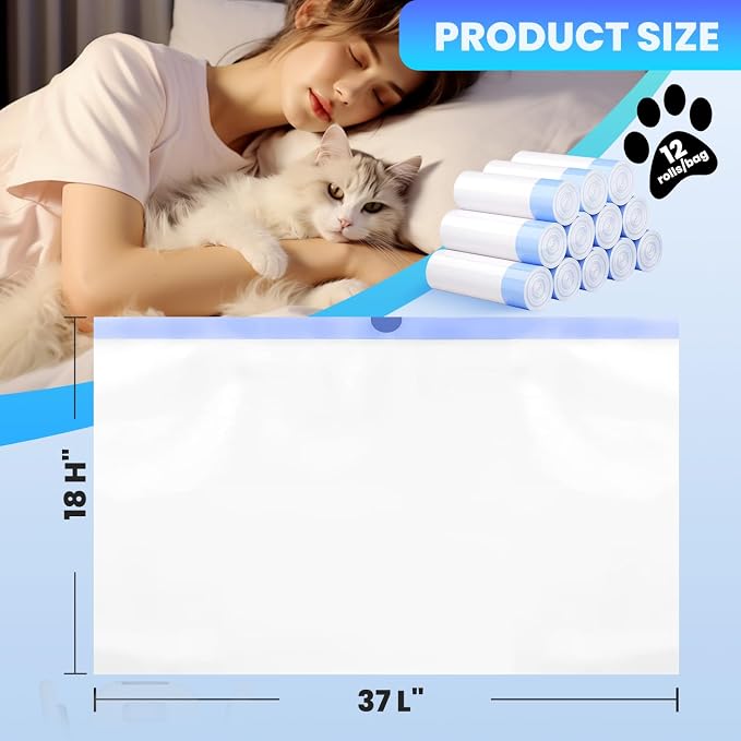 120 Pack Jumbo Cat Litter Bags-3MIL Extra Thick Leakproof Litter Box Liners, 37"x18" Heavy Duty Drawstring Cat Litter Liners for Automatic Litter Box, Odor Control Disposable Kitty Litter Bags 12 Roll - Image 3