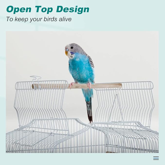 BestPet 64 inch Wrought Iron Bird Cage for Parakeets Medium Small Parrots Parakeet Cage with Detachable Rolling Stand & Play Open Top for Cockatiels Lovebird Finches Canaries,White - Image 4