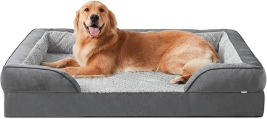 INVENHO Orthopedic Dog Beds Large Sized, XL Washable Dog Sofa with Egg-Crate Foam, Waterproof Lining and Non-Skid Bottom by INVENHO