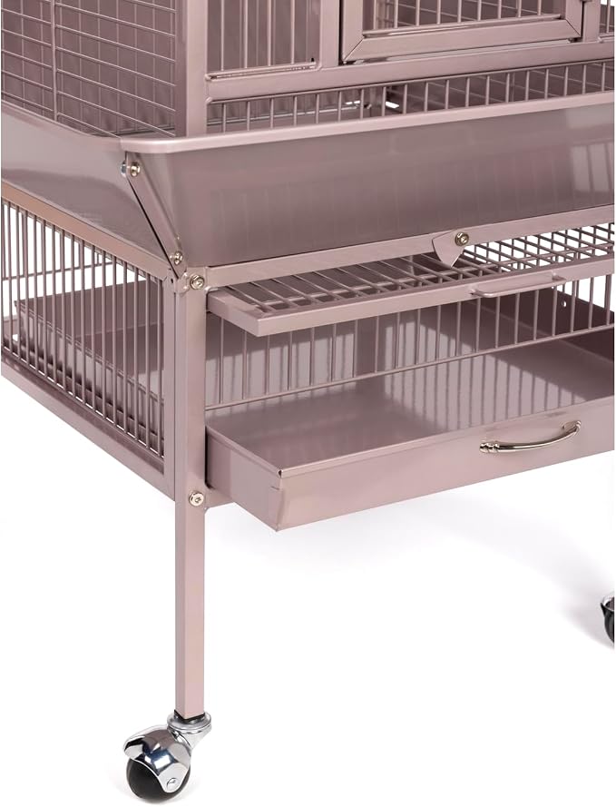 Prevue Pet Playtop Bird Cage - Medium Steel Bird Cage with Integrated Playtop, Rolling Stand, Seed Guards, and Perches, Ideal for Conures and Cockatiels - Blush Finish - Image 9