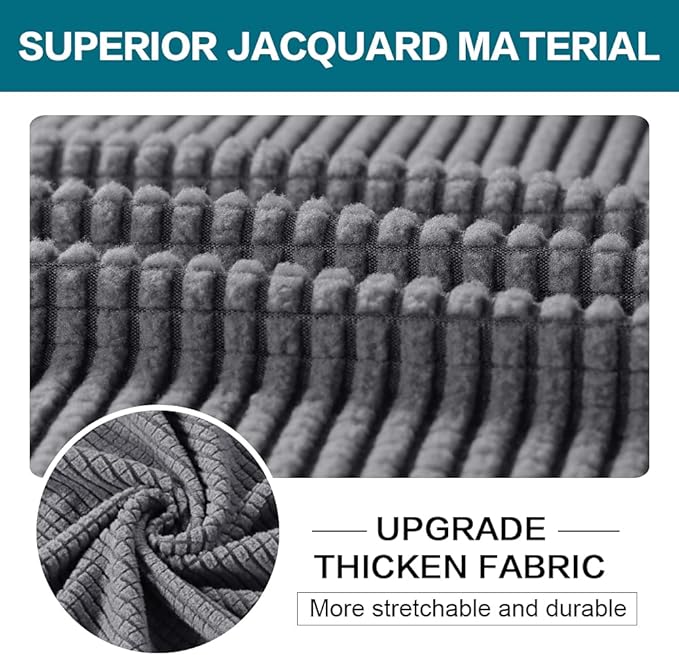 Turquoize 3 Piece Sofa Covers for 2 Cushion Couch Sofa Slipcover Soft Couch Cover for Dogs-Washable Sofa Furniture Covers with 2 Individual Cushion Covers, Feature Thick Fabric (2 Cushion Sofa, Gray) - Image 3