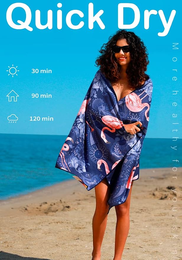 Widdonen Microfiber Beach Towel,Compact 4 Pack-71x32 Inch with Bag Travel | Extra Large,Lightweight,Thin,Sand Free,Quick Dry,Absorbent.Packable for Camping,Swim,Pool,Bath,Picnic,Cruise Essentials Gift - Image 5