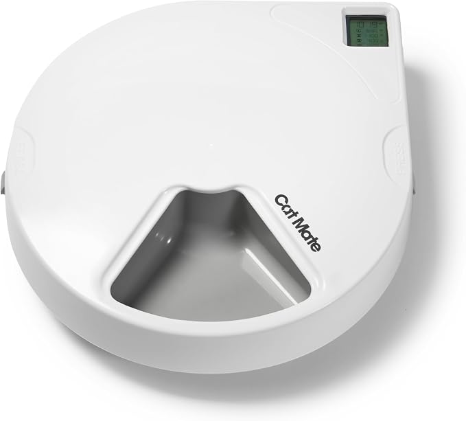 Cat Mate C500 Automatic 5 Bowl Digital Timer-Controlled Pet Feeder - for Cats and Small Dogs, Wet or Dry Food, Includes Twin Ice Packs, 5 Meals Up to 0.73 lb Each, White - Image 4