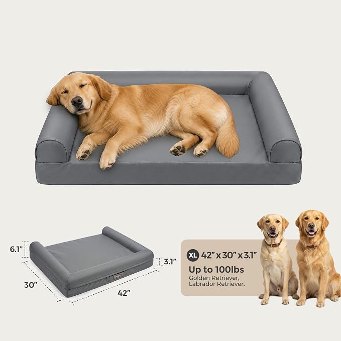 Sytopia Waterproof Outdoor Dog Bed for Large Dogs, Orthopedic Egg Crate Foam Pet Bed with Removable Washable Cover, Indoor Outdoor Dog Bed for Patio, Crate, Camping, Travel & Home - Image 5