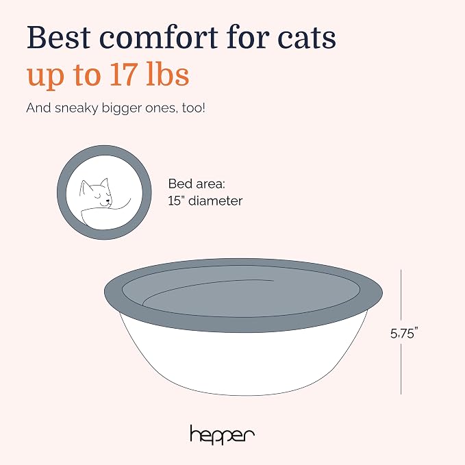 Hepper Cat Nest - Washable Cat Bed with Fleece Liner - Gray/Gray - Image 6