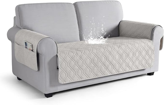 VANSOFY Waterproof Loveseat Couch Cover for Pets, Off White, 54" | Non-Slip, Washable, Utility Pockets, Pet Friendly, Furniture Protector Slipcover for 2 Cushion Plus Couch by VANSOFYFURNITURECOVERS