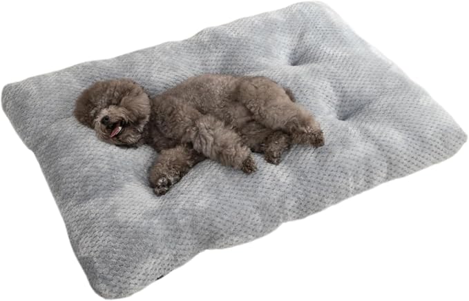 Dog Bed for Crate, Washable Mats for Sleeping, Soft and Fluffy, with Anti-Slip Bottom, Warm Dog Beds for Small Medium Large Dogs Cats Puppy Kitten (Light Gray,Large) by Unknown