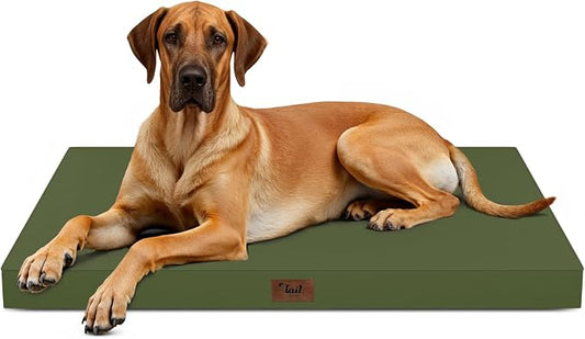 Jumbo Waterproof Orthopedic Dog Bed for Extra Large Dogs | Egg Crate Foam, Pressure Relief, Fits 54x37 Crates, Machine Washable 1680D Oxford Cover, Indoor & Outdoor Use, Up to 150 lbs by TailStories