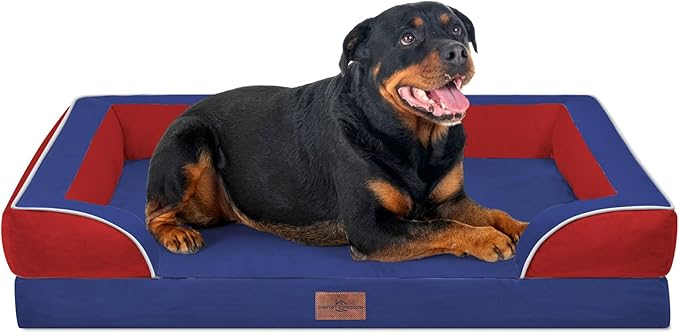 Comfort Expression Orthopedic Dog Bed for Extra Large Dogs with Bolster | Waterproof Dog Couch Bed with Washable Cover & Non-Slip Bottom, Supportive Egg Crate Foam XL Pet Bed, 45x35 Inch - Image 8