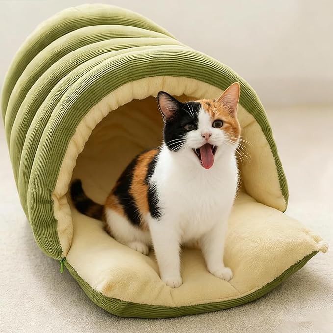 Removable and Washable Winter Closed-Off Cat Bed, Warm Cat Bed for Winter, Cotton Soft Pet Nest for Cats, Warm Cave Nest Sleeping Puppy for Cats & Small Dogs (White, Large) - Image 7
