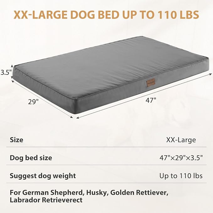 BFPETHOME Outdoor Waterproof Dog Bed for Large Dogs, Washable Cover, 47" | Outdoor & Indoor Use, Waterproof, For Medium, Large, Extra Large Dogs, Orthopedic, Egg Crate Foam, Up to 110 lbs - Image 4