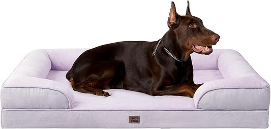 EHEYCIGA Orthopedic XXL Dog Bed, Waterproof Washable XL Big Pet Bed 48" | Non-Slip Bottom and Egg-Crate Memory Foam Extra Large Pet Couch Bed with Washable Removable Cover, Lilac by EHEYCIGA