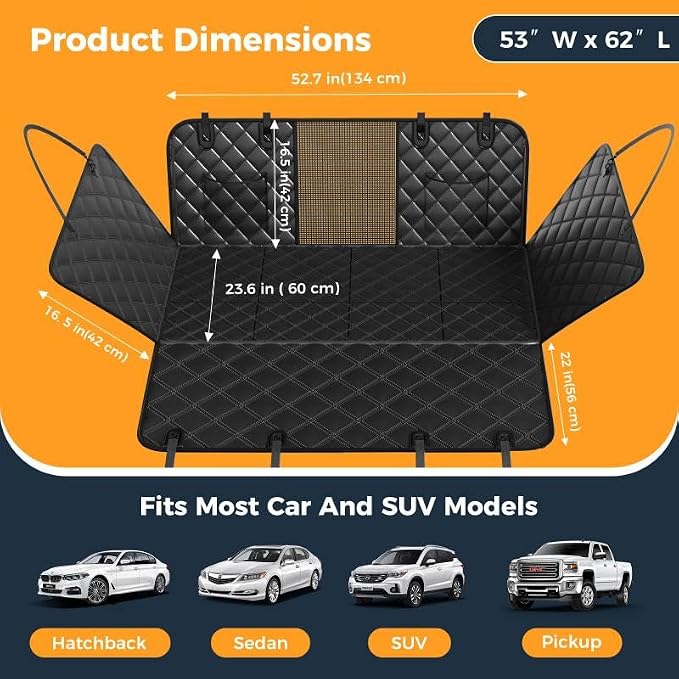 Dog Car Seat Cover for Back Seat, Hard Bottom Back Seat Extender for Dogs | Supports 400lbs, Scratch Resistant, Anti Slip Portable Dog Hammock, Suitable for F150, SUVs and Trucks - Image 6