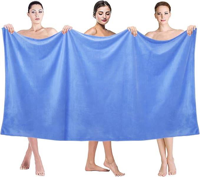 JML Microfiber Bath Sheet Towels, Blue, 35" x 70", 2 Pack | Hanging Loop, Oversized, Soft, Super Absorbent, Fast Drying, For Body, Sports, Fitness, Yoga - Image 3