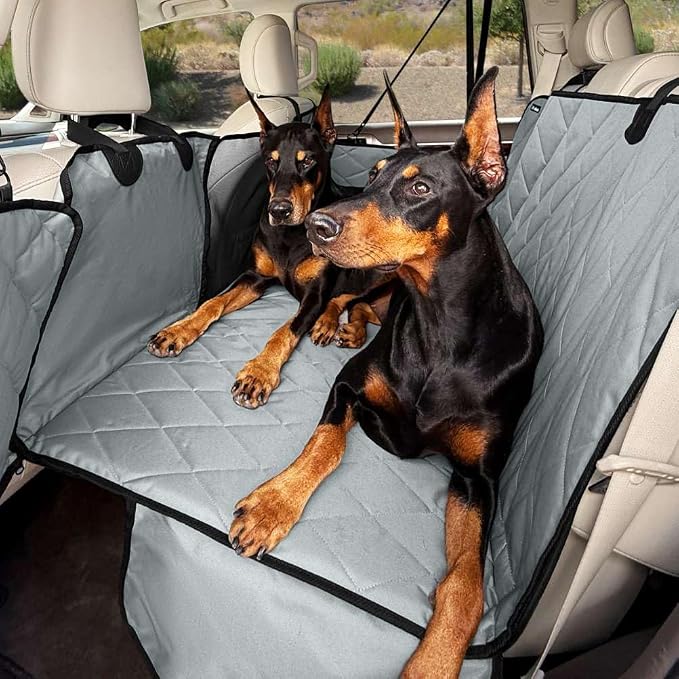 4Knines Back Seat Extender for Dogs, Hard Bottom Waterproof Backseat Protector with EZ Door Guard (Grey, Regular) by 4Knines