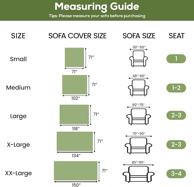Green 71"x118" Waterproof Sectional Sofa Cover Boho Couch Protector for Pet | Anti Scratch Furniture Protector Pet Friendly Washable Soft Thick Chenille Couch Slipcover for 2-3 cushion, Sectional Sofa - Image 8