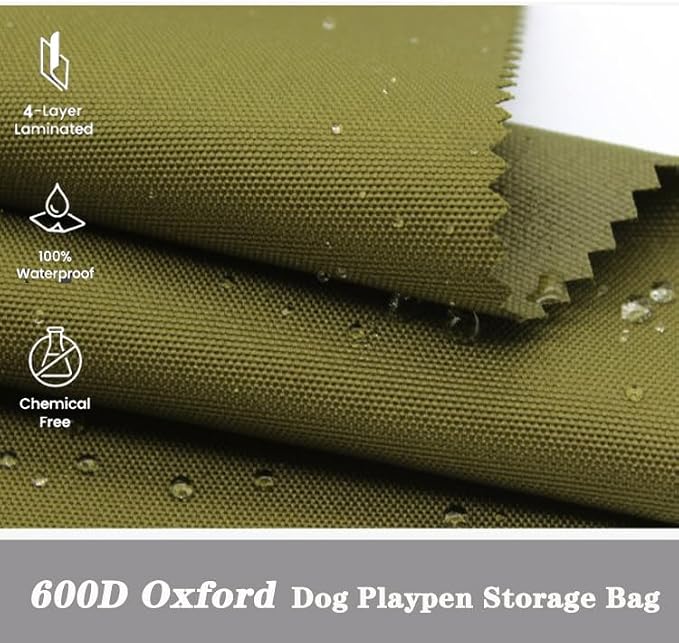 32" Dog Playpen Storage Bag, Suitable for Foldable Exercise Pet Playpens, Dog Fence Travel Bag with Handles for Camping and RV Trip, Waterproof Oxford Fabric Green - Image 4