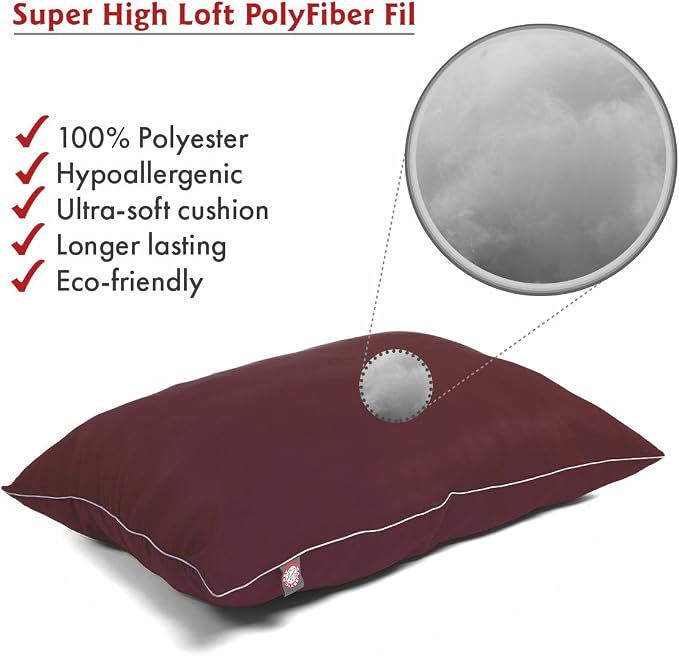 Majestic Pet Rectangle Large Dog Bed Washable – Non Slip Comfy Pet Bed – Dog Crate Bed Super Value Pillow Dog Bed – Dog Kennel Bed for Sleeping - Dog Bed Large Breed 46 x 35 Inch – Solid Burgundy - Image 3