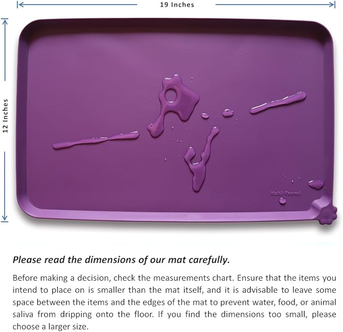 Hoki Found Waterproof Pet Feeding Mats with High Lips, Multiple Size and Colors for Dogs, Cats & Others -Eggplant - Image 5