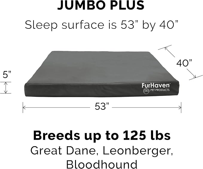 Furhaven Water-Resistant Orthopedic Dog Bed for Large Dogs w/ Removable Washable Cover, For Dogs Up to 125 lbs - Indoor/Outdoor Logo Print Oxford Polycanvas Mattress - Stone Gray, Jumbo Plus/XXL - Image 2