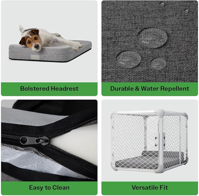 Diggs Bolstr Orthopedic Dog Bed with Headrest - Dog Crate Bed for Evolv Crate & Other Standard Pet Kennels - Durable & Comfortable - (Intermediate) - Image 2