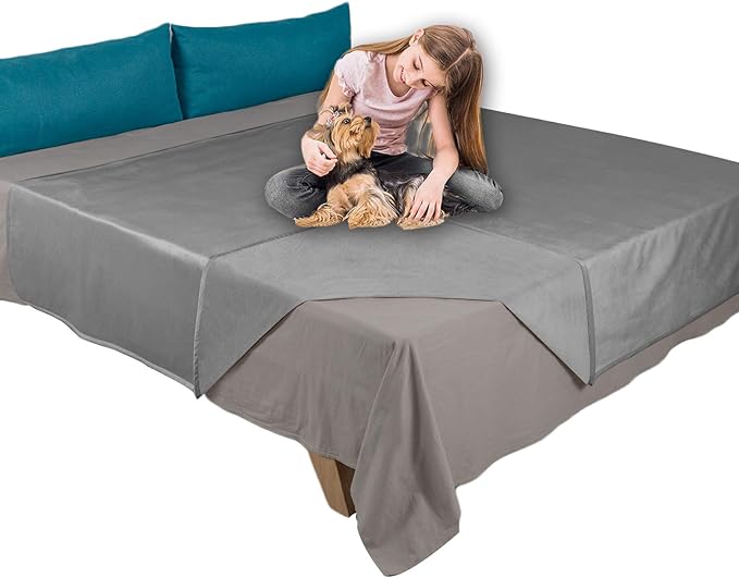 Ameritex Pet Bed Blanket Reversible 100% Waterproof Velvet Super Soft for Sofa and Bed (52x82 Inches, Light Grey+Grey) by Ameritex