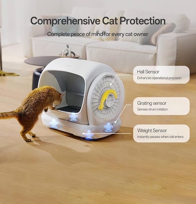 UBPET Self Cleaning Cat Litter Box, XXXL Automatic Litter Box for Multiple Cats, Weight Sensors Safety Protection, Smart APP Control, Odor Control, Works with Clumping/Bentonite Litter (XX-Large) - Image 9
