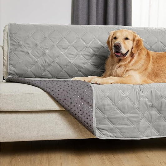 GORILLA GRIP® Waterproof Dog Blanket, 82x68, Leakproof Couch Cover for Dogs, Silicone Grip Backing, Protects Sofa, Sectional, Bed, Crate, Car & RV, Tear-Resistant Washable Pet Blanket Light Gray by Unknown