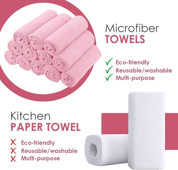 Avalon Towels Microfiber Cleaning Cloths (Value Pack of 12) - Size 12 x 12 Inches, Highly Absorbent Cleaning Rags, Lint Free, Reusable and Washable, Microfiber Towels for Cars - Image 3