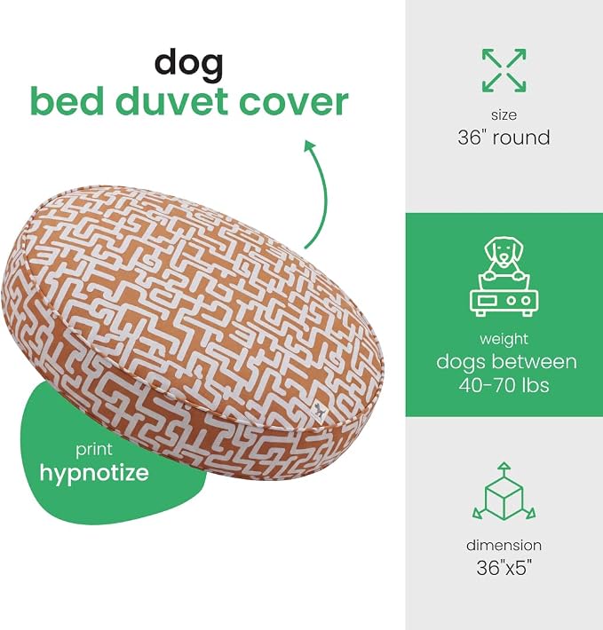 Molly Mutt Hypnotize Dog Bed Duvet Cover, GOTS-Certified 100% Organic Cotton Canvas Cover for Dog, Puppy, or Cat Bed, Durable, Washable, and Free of Harmful Chemicals, Round, 36"x5" - Image 2