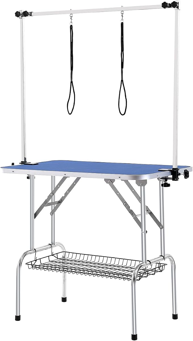 VEVOR Pet Grooming Table, 36 x 24 Inch with 2 Height Adjustable Arms, 330LBS Static Weight Capacity, Foldable Dog Groom Station with No-Sit Haunch Holder with Grooming Loop, for Medium and Small Dogs - Image 10