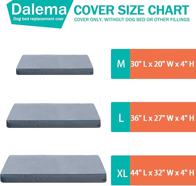 Dog Bed Cover 44L x 32W x 4H Inch,Heavy Duty Durable Waterproof Fluffy Soft Short Plush Replacement Dog Bed Covers,Washable Removable Pet Bed Mattress Cover with Zipper.Grey,Cover Only. - Image 2
