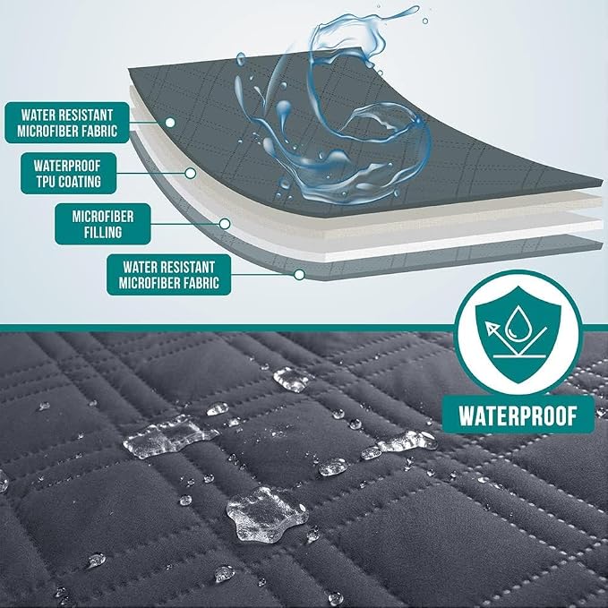 PetAmi Waterproof Couch Cover for Dogs, Non-Slip Leakproof Sofa Furniture Protector for Pet Cat, Machine Washable Bed Blanket for Car Seat, 68x82 Gray - Image 3