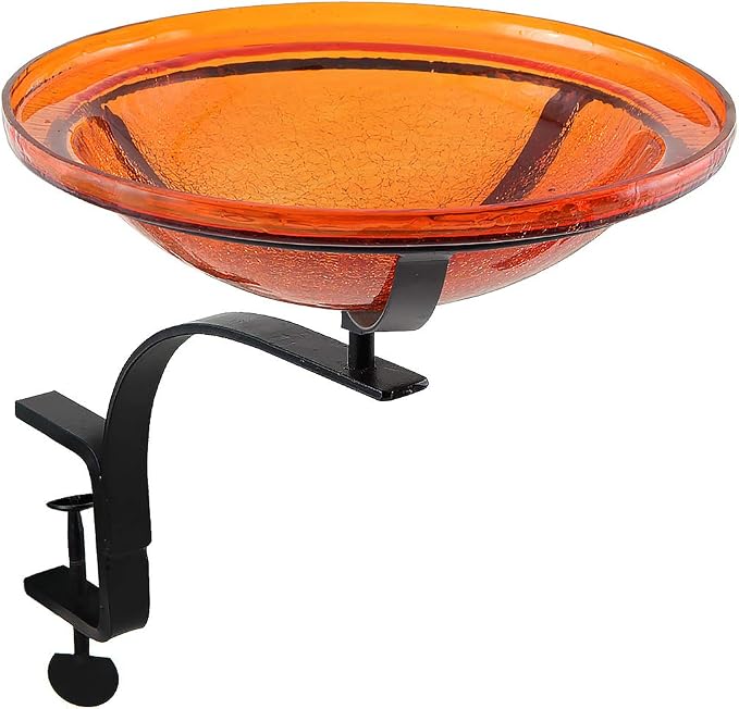 Achla Designs CGB-06M-RM 12 Inch Mandarin Crackle Rail Mount Bracket Birdbath by ACHLADesignsHomeGarden