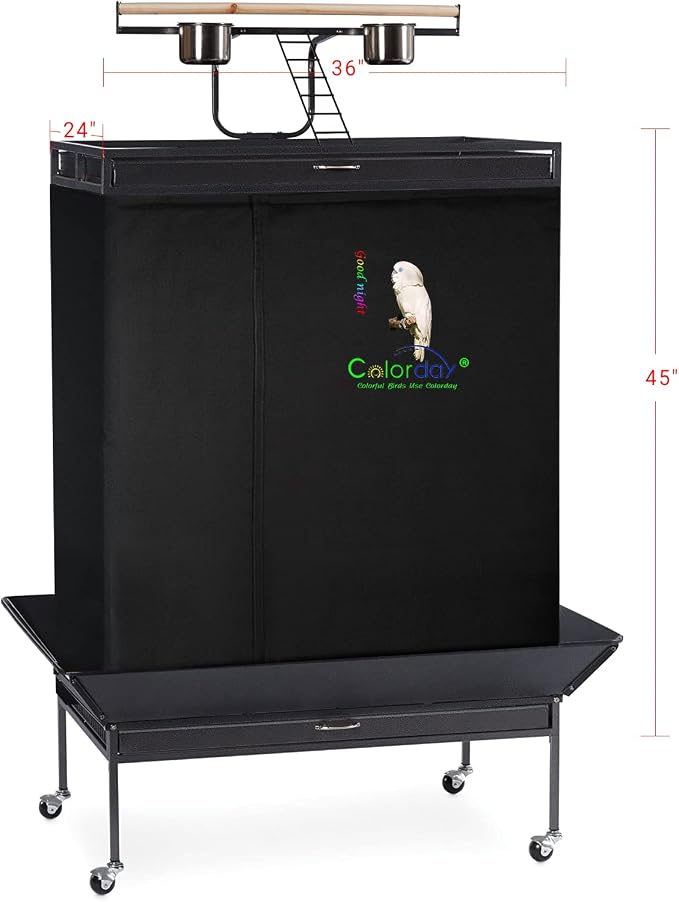 Colorday Good Night Bird Cage Cover for Large Bird Cage with Play Top (Patented), (Extra Large, Black) - Image 2