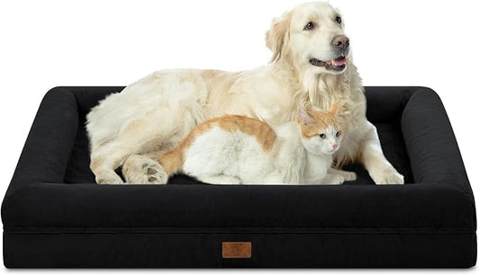 XL Orthopedic Dog Bed Waterproof for Extra Large Size Dogs | 360 Degree Bolster Support, Egg Crate Foam, Waterproof Liner, Non-Slip Bottom, Machine Washable Cover, 41 x 29 Inch by Yiruka