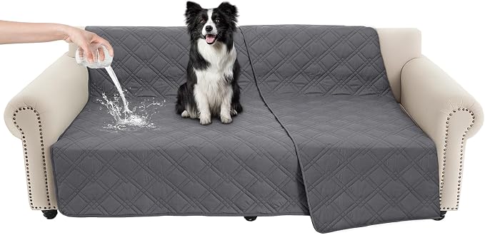 100% Waterproof Dog Bed Cover Pet Blanket 68"x82", 7-Layer Reversible Washable Bed Mat for Furniture Couch Sofa Car (Gray+Gray) by Unknown