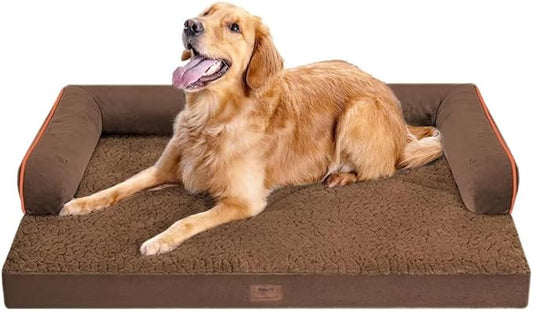 MEKIY Orthopedic Washable Dog Bed with Bolster for Medium to Large Dogs | Pillow Support for Neck Relief, Egg Crate Foam, Waterproof Liner, Anti-Slip Bottom, Removable Bolster Cover, 36 x 27 Inch by Mekiy