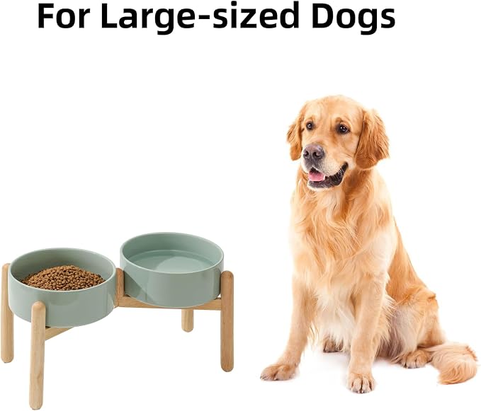 Havniva Elevated Dog Bowls Ceramic Dog Bowls with Stand, Dog Food Bowl | 8.3” Raised Dog Bowls with Non-Slip Wood Stand, Dog Food and Water Bowl Set, Double Dog Feeding Bowls for Large Dogs - Image 4
