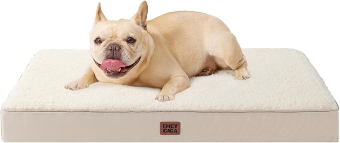 EHEYCIGA Orthopedic Dog Bed with Removable Washable Cover, Camel, 30IN | Egg Crate Foam Support, Durable Oxford fabric, Non-Slip Bottom, Machine Washable, Soft Waterproof Plush Pet Bed Mat For Crate by EHEYCIGA
