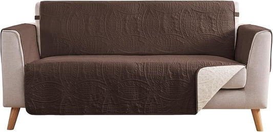 Soft Couch Cover 2 Cushion Sofa, Water-Repellent Sofa Slipcovers for Loveseat, Machine Washable Love Seat Quilted Couch Covers, Pet Friendly Loveseat Slipcovers (Loveseat 56", Chocolate) by Pamhaven