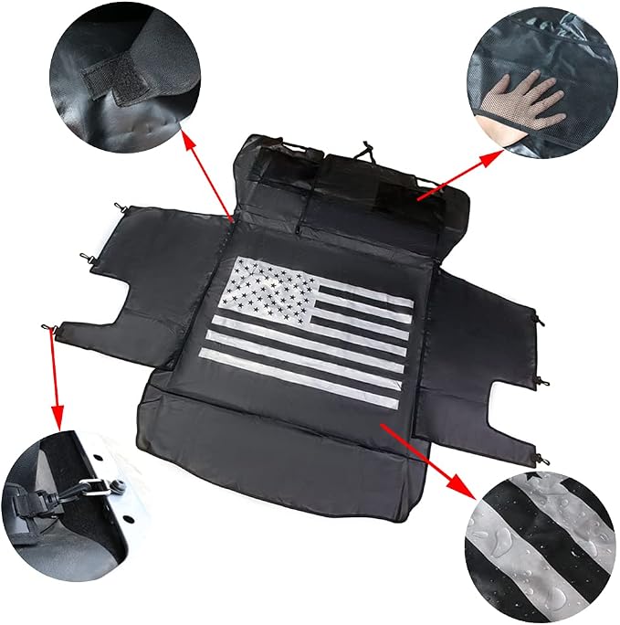 Dog Trunk Liner for Jeep, Heavy Duty Waterproof Oxford Cargo Protector for 2007-2026 Wrangler JK JL 4-Door, Nonslip Washable Pet Seat Cover & Anti-Scratch Liner (US Flag) - Image 5