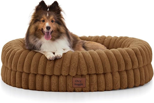 ChiXnuggle Orthopedic Dog Bed, Washable Cover, Faux Fur Bolster Pet Couch | waterproof,egg crate foam,non-slip bottom,for small medium dogs,brown,30*24*7,dog sofa,puppy bed by SnuggleUpPawsDown