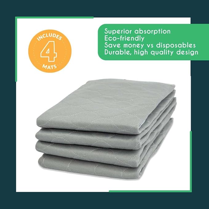 rocket & rex Grey Washable Reusable Pee Pads, Leak-Proof (22x22, 4pk) | For potty training, whelping & crate lining. OEKO-TEX, chemical-free. - Image 5