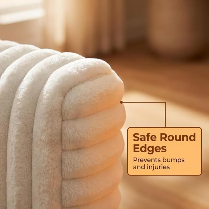 Dog Beds for Medium Small Dogs, Orthopedic High Density Egg Crate Foam Pet Bed with Waterproof Liner, Ribbed Plush with Washable Cover & Durable Edges, M (29.1"x19.7"), Cream - Image 6