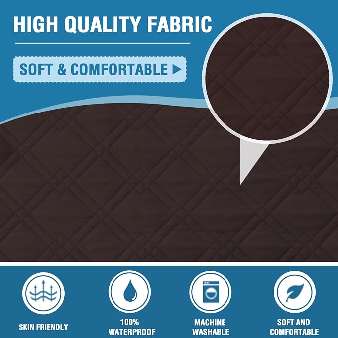 H.VERSAILTEX Sofa Cover 100% Waterproof Slipcover Furniture Protector, Washable Couch Cover with Non-Skid Backing and Elastic Straps for Kids, Dogs, Pets(Sofa, Brown) - Image 6