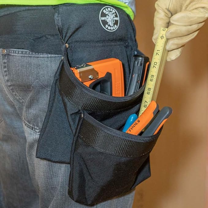 Klein Tools 5702 Tool Pouch, Powerline Series Utility Pouch Fits Tool Belts up to 2.5-Inch, Strong Rivet Reinforced Stitching, 2-Pocket - Image 9